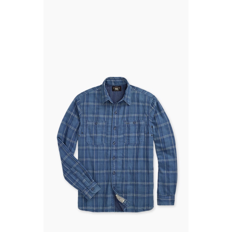 RRL Indigo Plaid Double Faced Workshirt Indigo Plaid/Stripe M