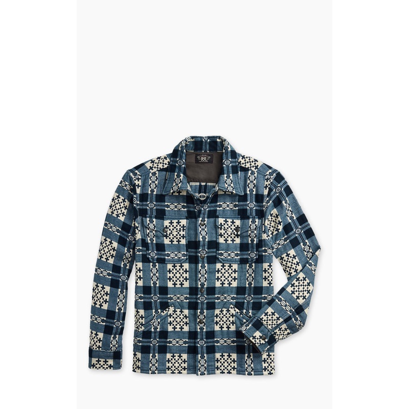 RRL Patterned Jacquard Overshirt Creme/Navy S