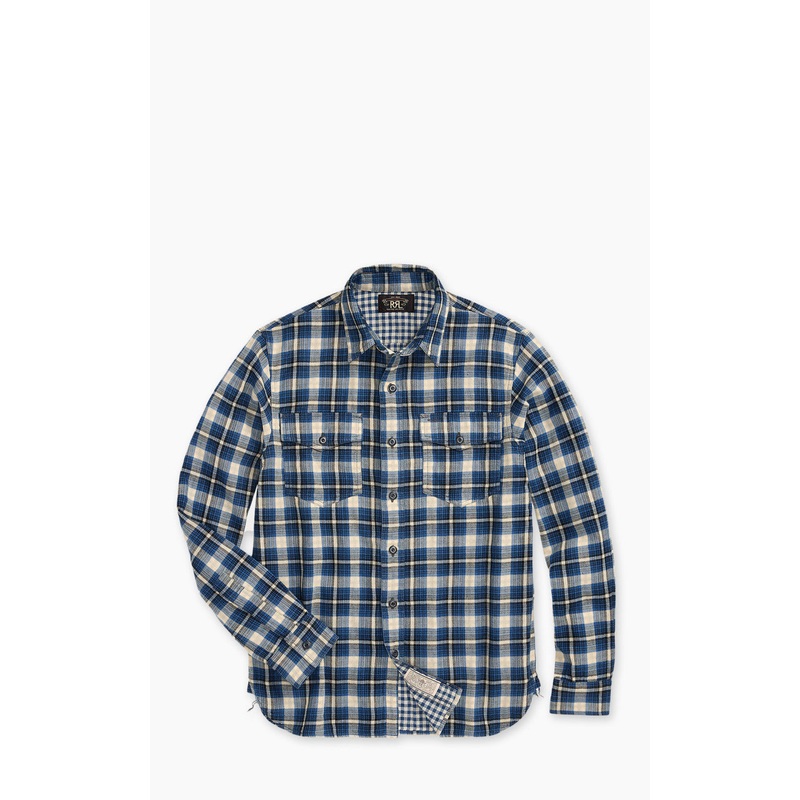 RRL Plaid Double Faced Workshirt Blue Multi S