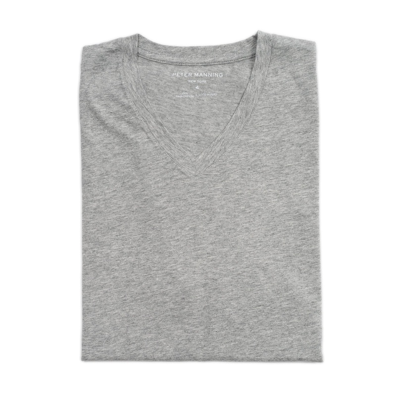 The V Neck T – Heather Grey 1