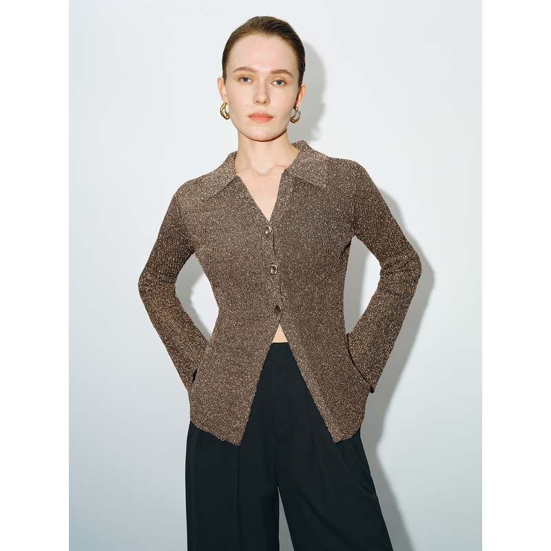 Skinny Skater Knitted Cardigan Golden XS