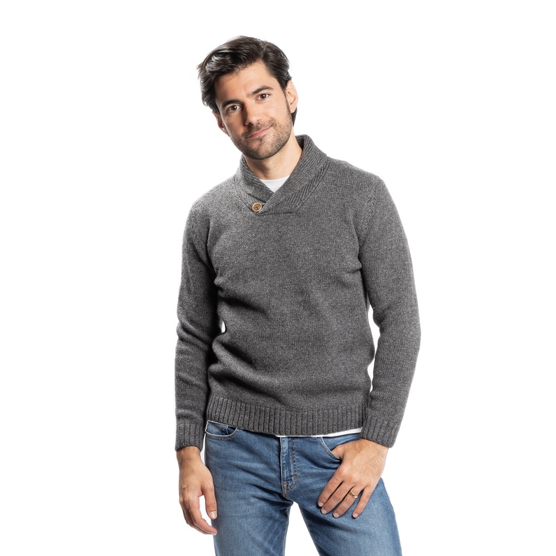 Wool Shawl Collar Sweaters – Grey 1