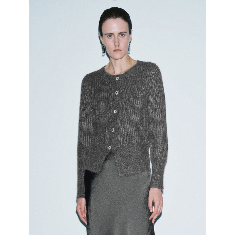 Button Up Knitted Cardigans Grey XS