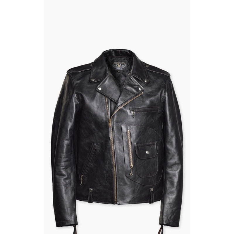 Double Helix Innovator Horsehide Leather Rider Jacket Black 38/S