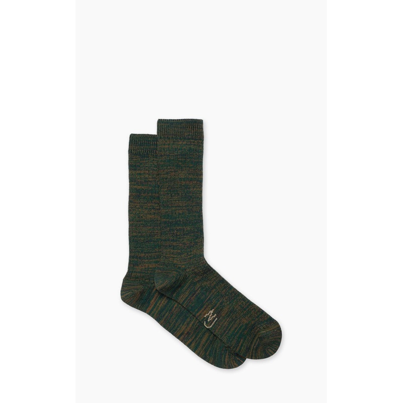 Nudie Jeans Rasmusson Mens Rib Slub Sock Greenmelange