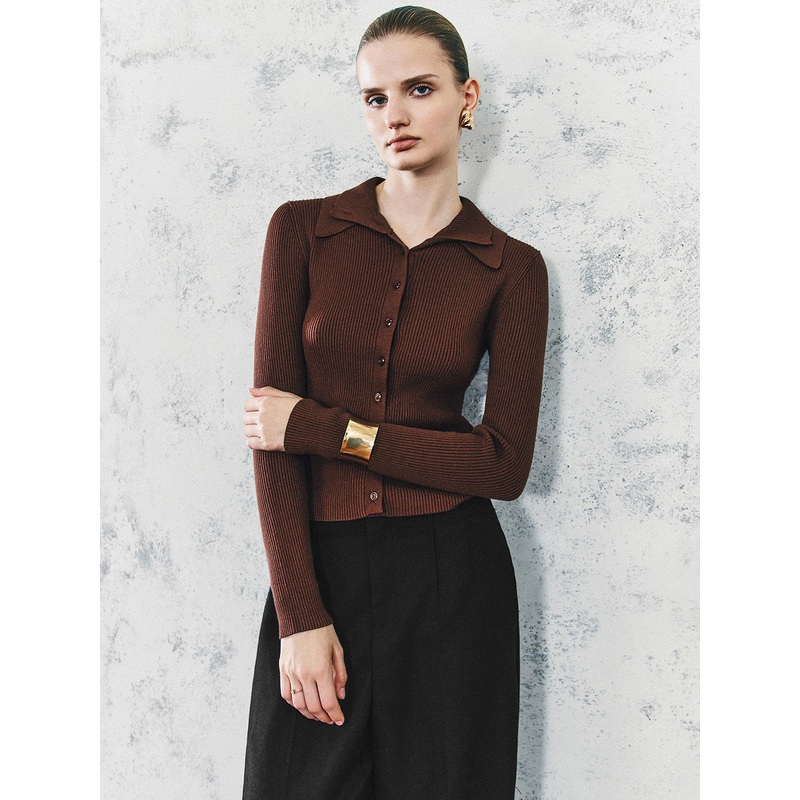 Button Up Knitted Cardigans Brown XS