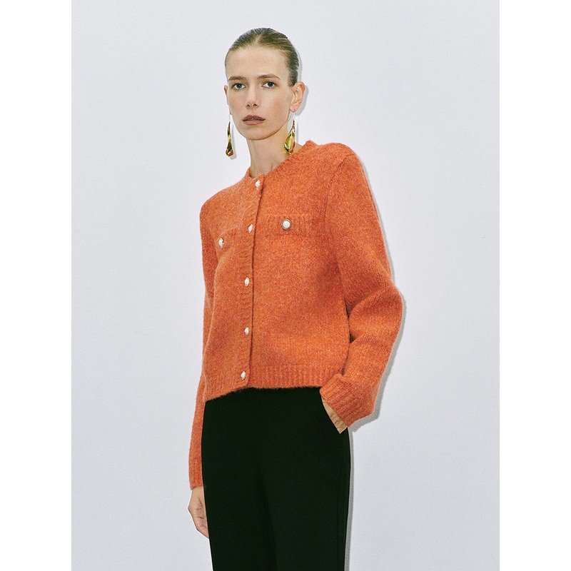 Cropped Knitted Cardigans Peach XS