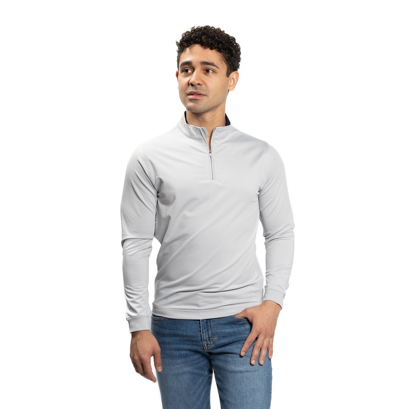 Performance Quarter Zips – Light Grey 1