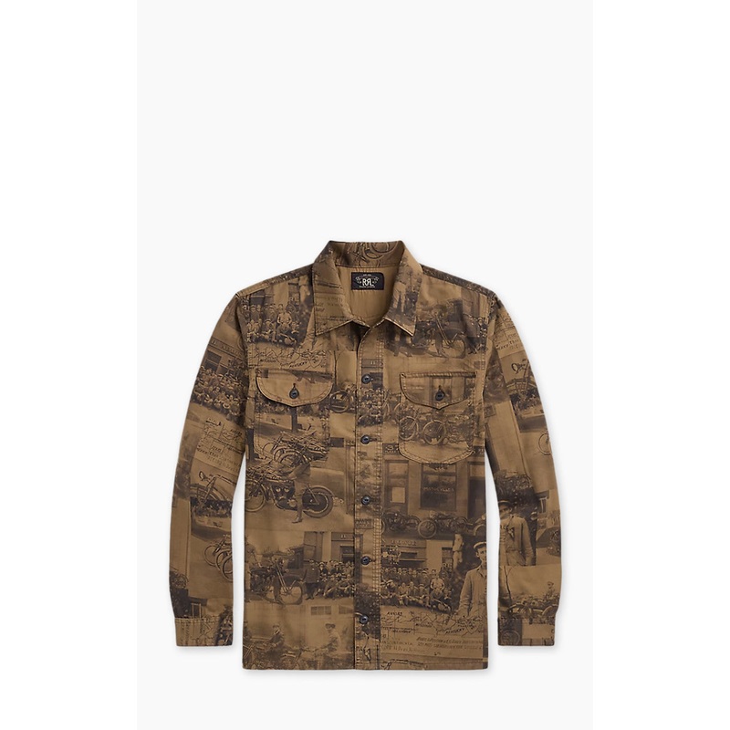 RRL Photo-Print Twill Workshirt Tan Multi S