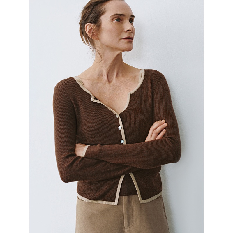 Skinny Knitted Cardigans Brown XS