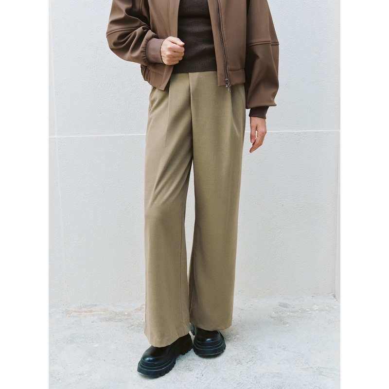 Leisure Wide-Leg Pants Brown XXS