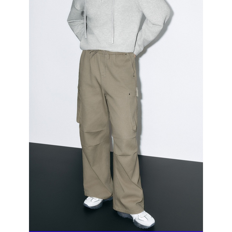 Loose Wide-Leg Cargo Pants Khaki XS