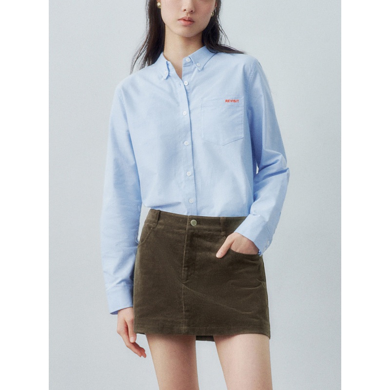 Button Down Long Sleeve Shirts Blue XS