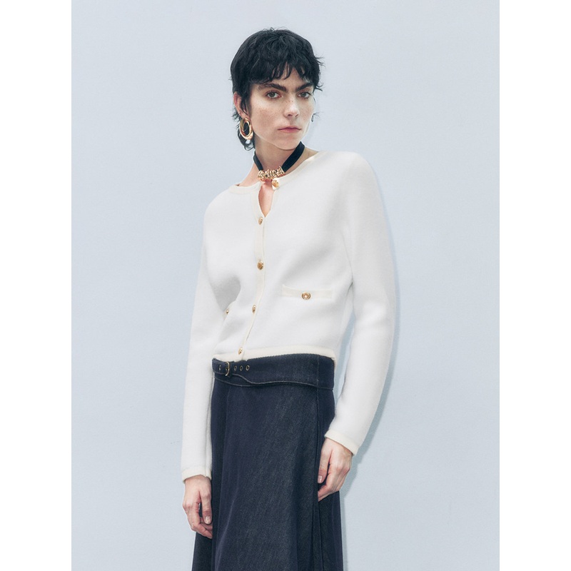 Button Up Knitted Cardigans White XS