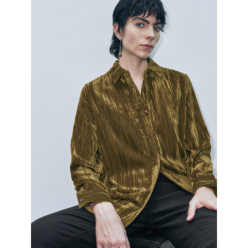 Button Up Long Sleeve Shirts Green XS