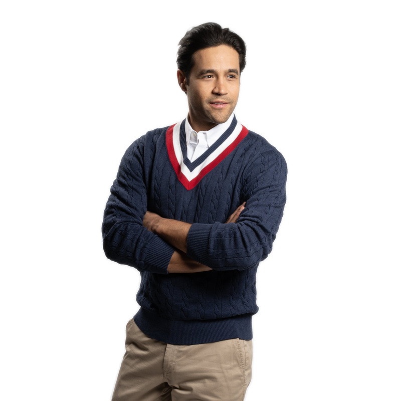 Cotton Cable Knit Sweater – Navy 1