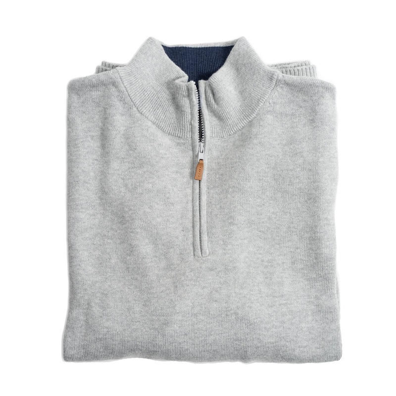 Pima Cotton Quarter Zip Sweaters – Grey 1