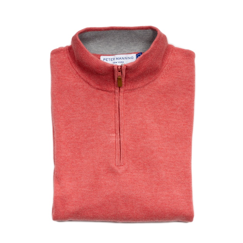 Pima Cotton Quarter Zip Sweaters – Nantucket Red 1