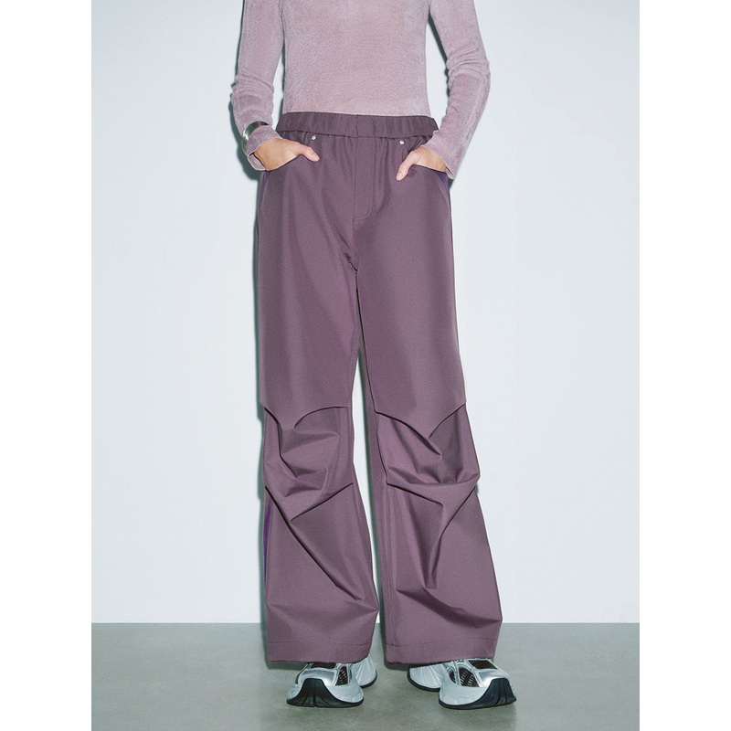 Ruched Wide-Leg Pants Purple XS