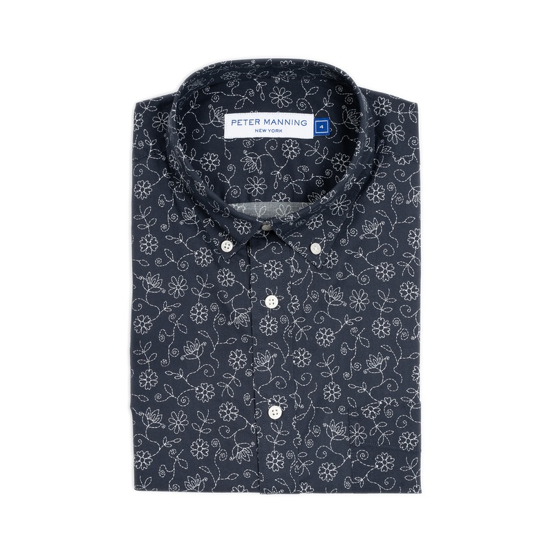 Weekend Printed Shirt –  Navy Flower 1