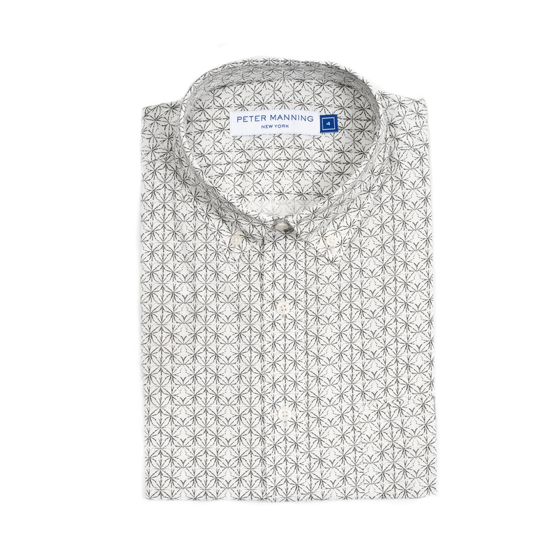 Weekend Printed Shirt – White Black Geometric 1