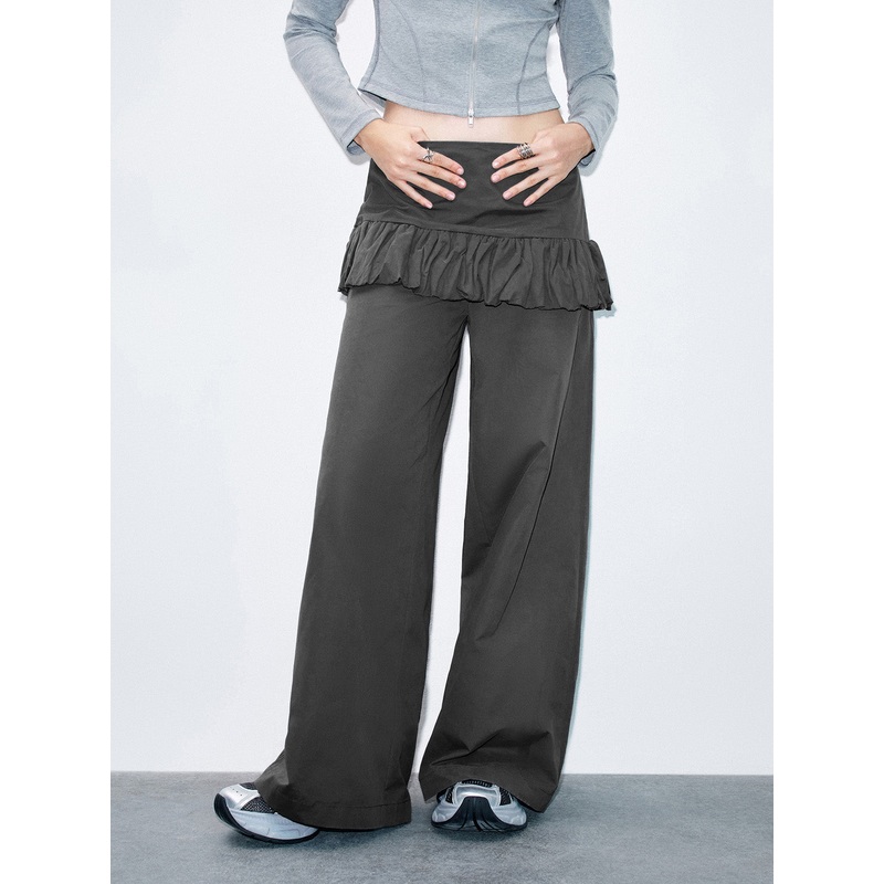 2 In 1 Wide-Leg Pants Grey XS