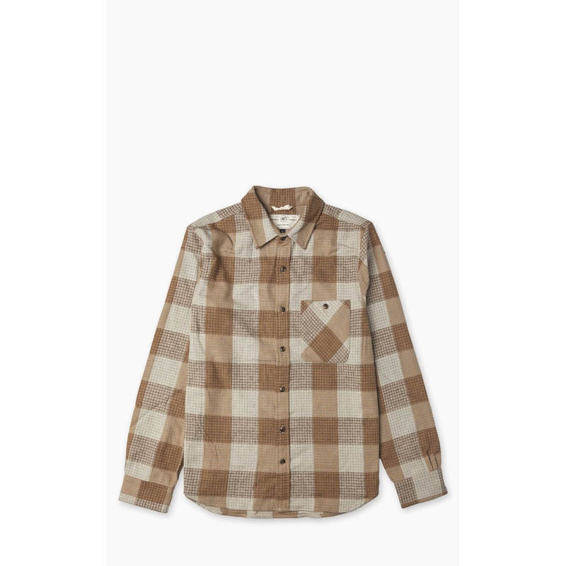 Rogue Territory Oxford Shirt Waffle Plaid Tan S