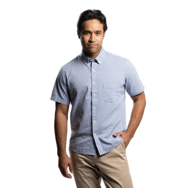 Seersucker Short Sleever – Navy 1