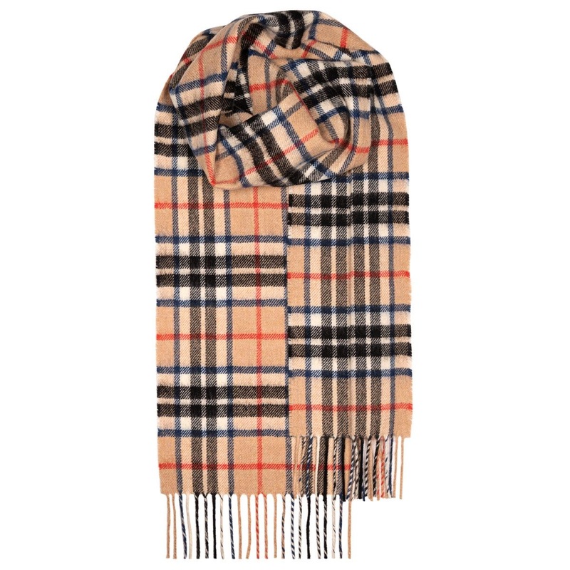Loccharon Lambswool Scarves – Camel Tartan Plaid