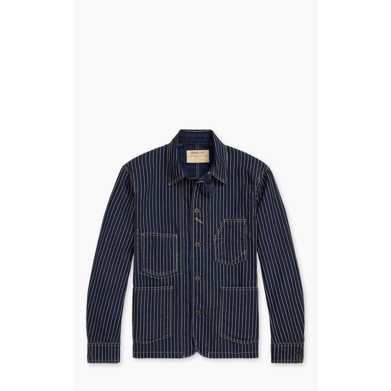 RRL Indigo Dot-Stripe Twill Engineer Coat Indigo Rinse S