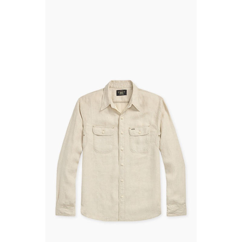 RRL Linen Herringbone Twill Workshirt Natural S