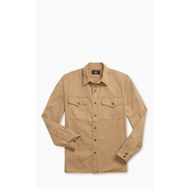 RRL Twill Officer’s Workshirt Faded Tan S
