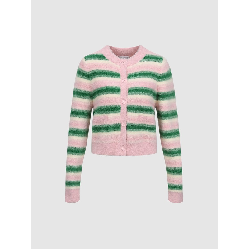 Striped Knitted Cardigans Multi-Color XS