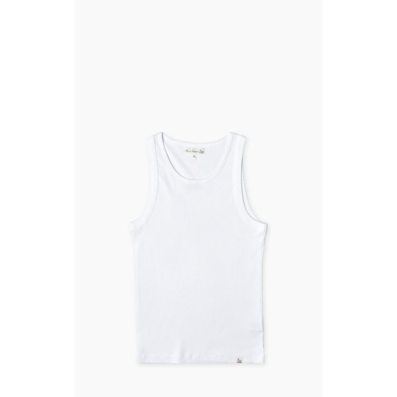 Merz b. Schwanen RIBTANK01 Ribbed Tank Top White S
