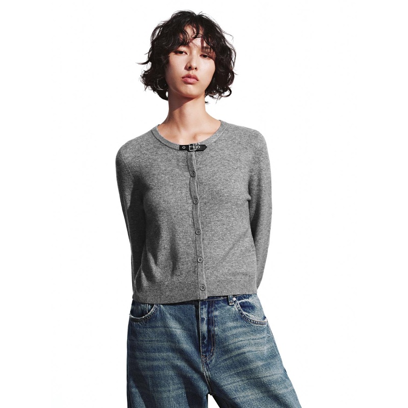 Buckle Detail Knitted Cardigans Grey XS