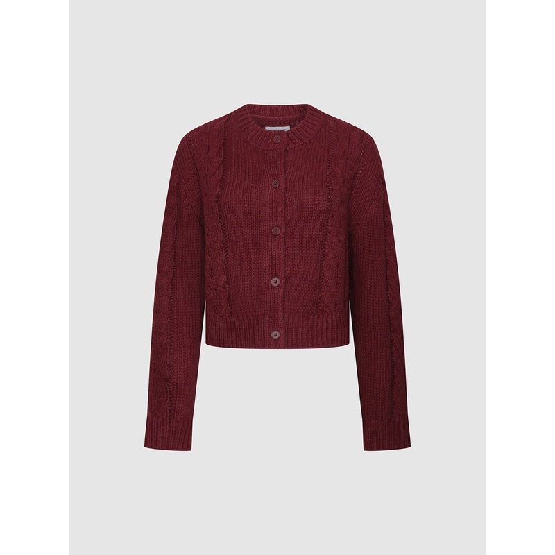 Button Up Cable Knitted Cardigans Green XS