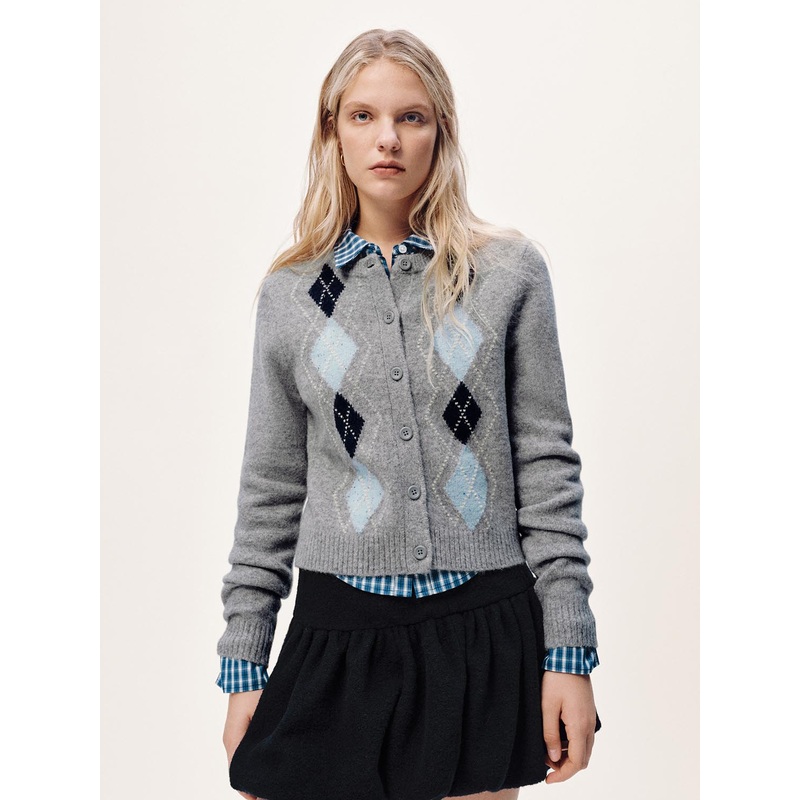 Argyle Knitted Cardigans Grey XS