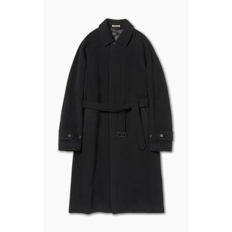 Auralee Cashmere Wool Mosser Soutien Collar Coat Black 3