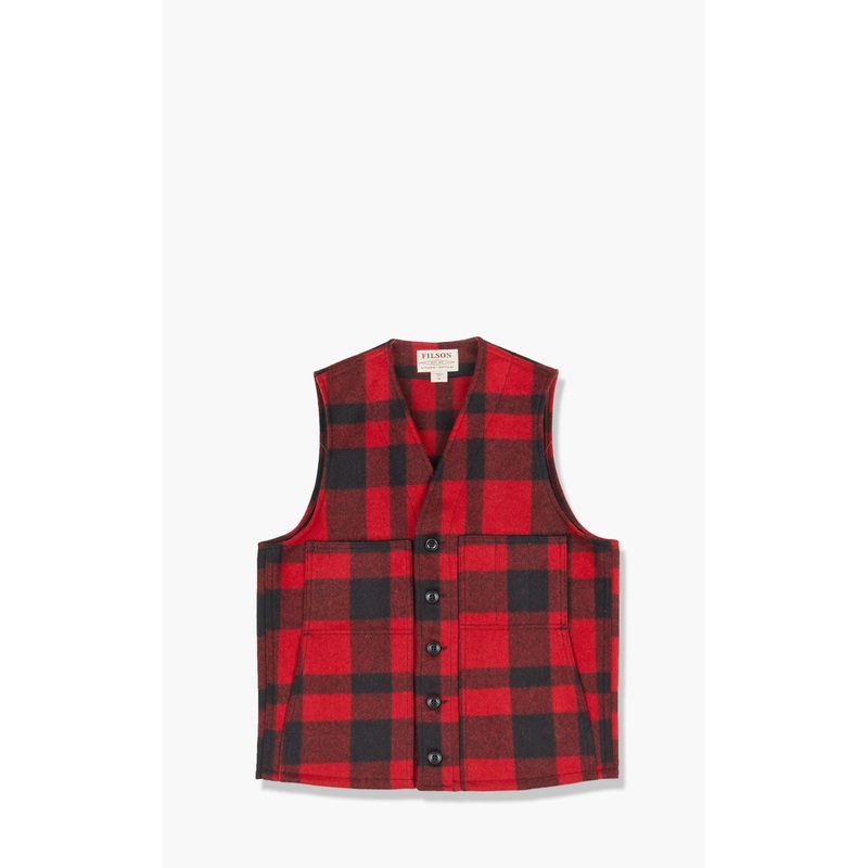 Filson Mackinaw Wool Vest Plaid Red/Black XXL