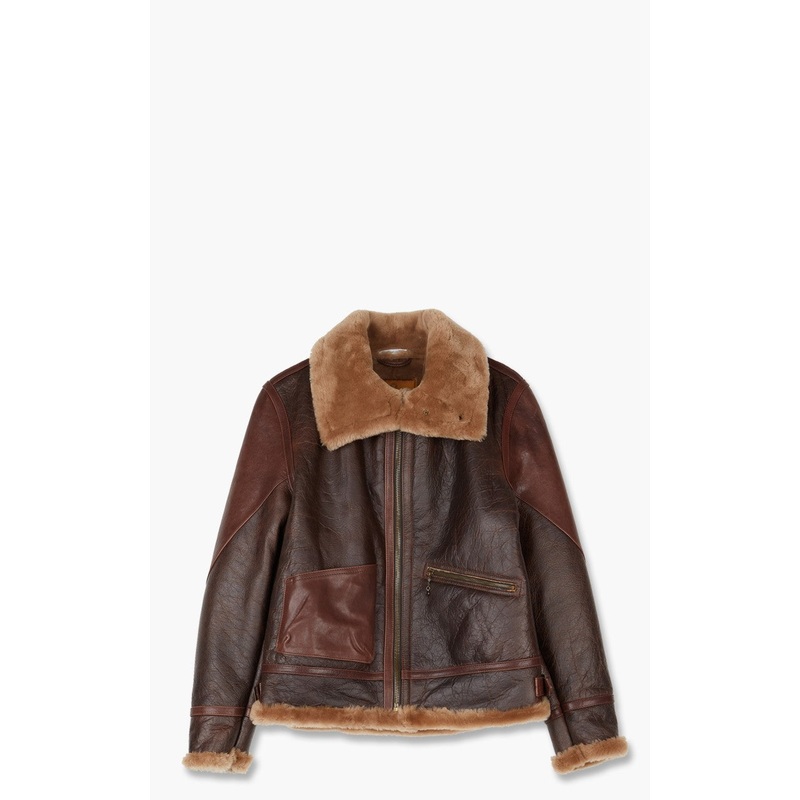 Shangri-La Heritage Aviatore B-3 Shearling Leather Jacket Seal Brown S
