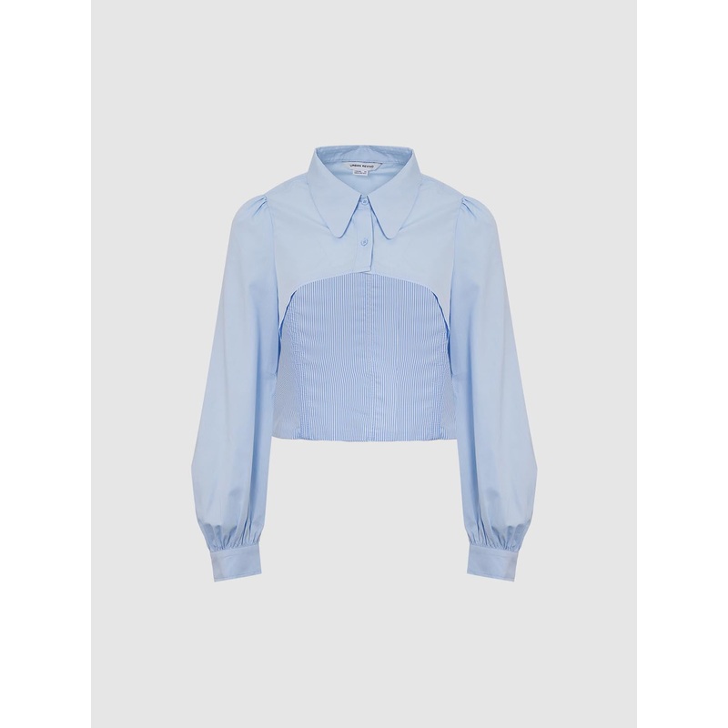 Detachable Long Sleeve Shirts Blue S