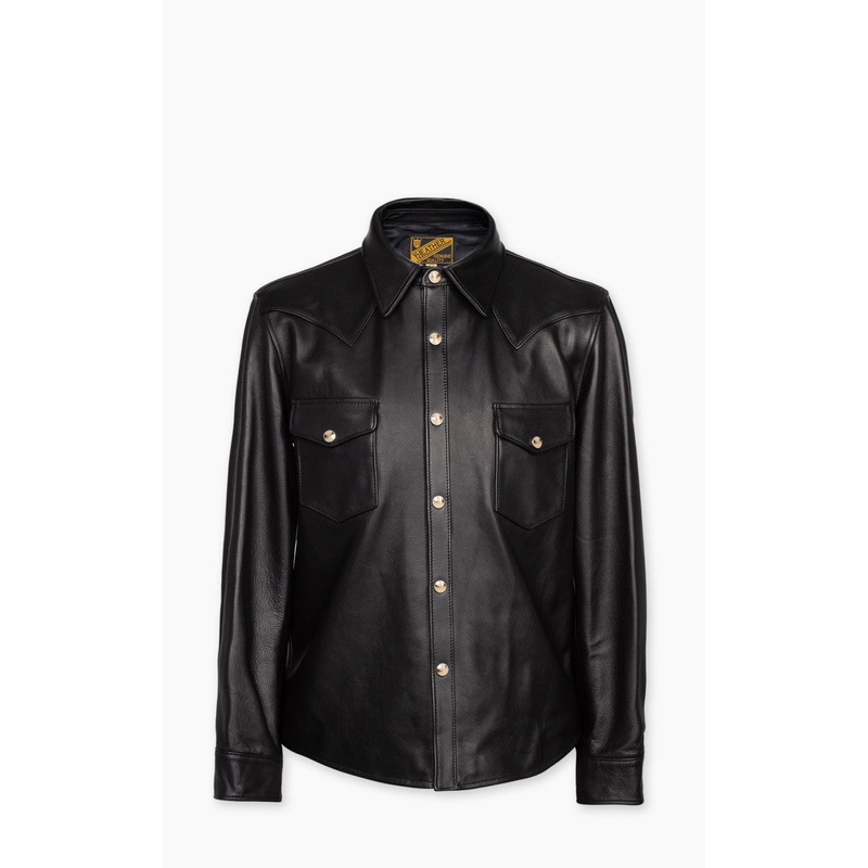 Y’2 Leather Steer Oil Leather Western Shirt Black 38/S