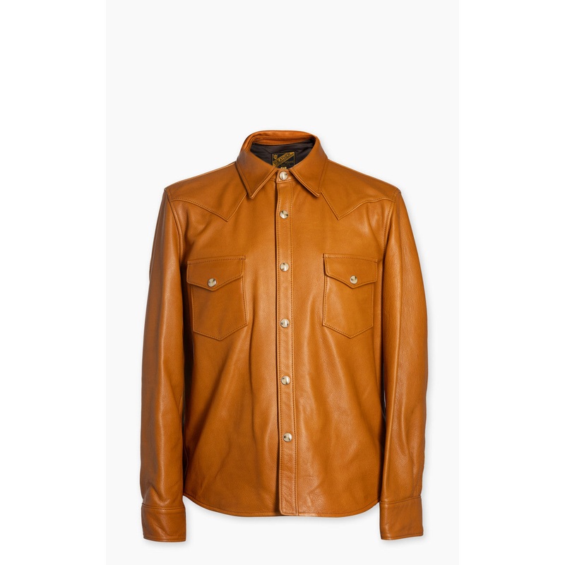 Y’2 Leather Steer Oil Leather Western Shirt Camel 38/S