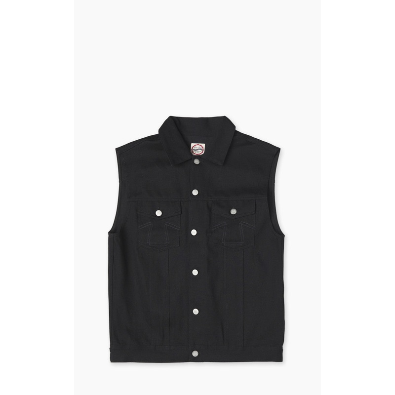 Eat Dust Fit 736 Biker Denim Vest Heavier Black 14oz M