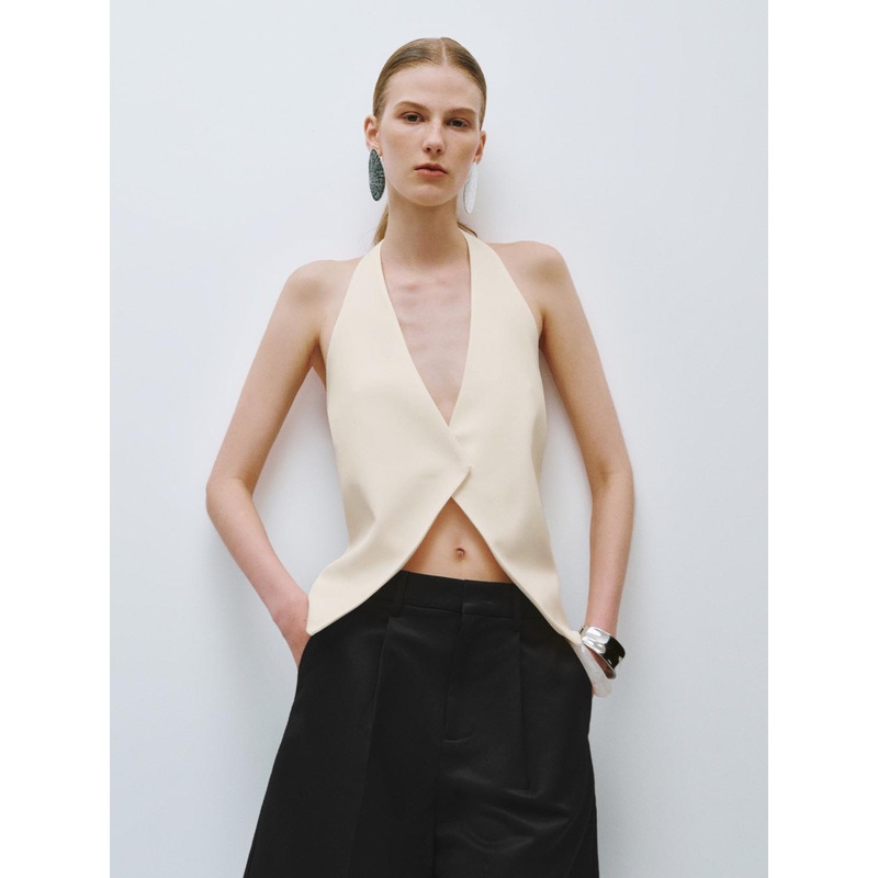 Halter Neck Waistcoats White XS