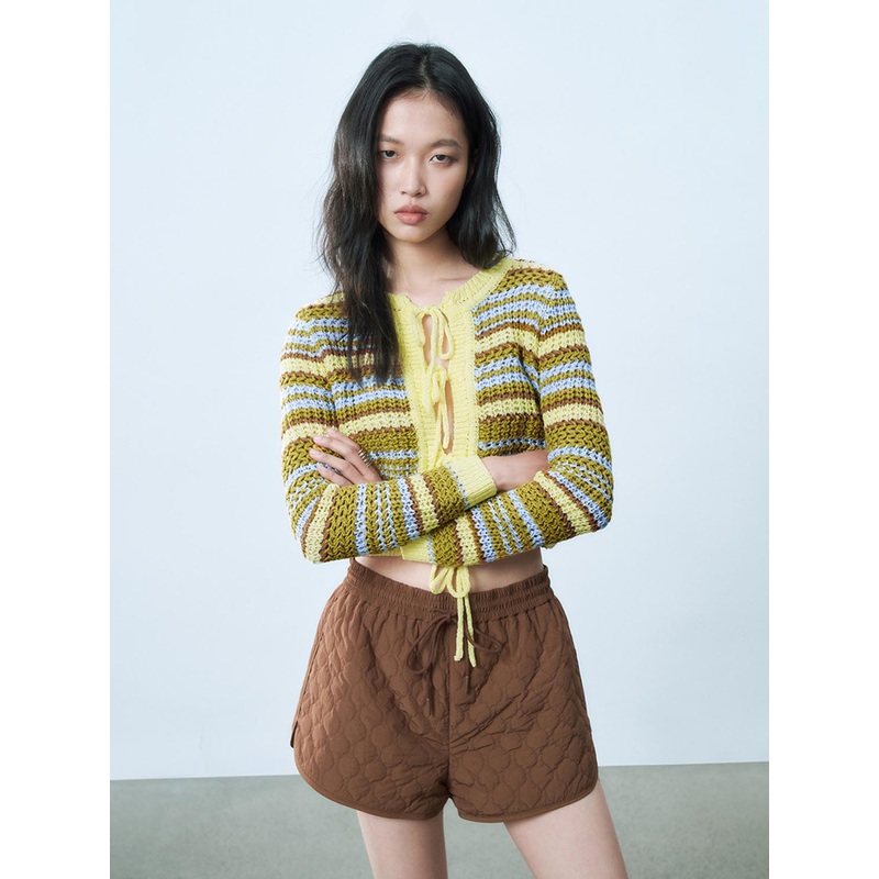 Tie Up Knitted Cardigans Multi-Color XS