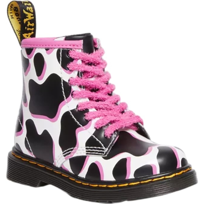 Dr. Martens 1460 Cow Print Patent Leather Lace Up Boots – Toddler Girls