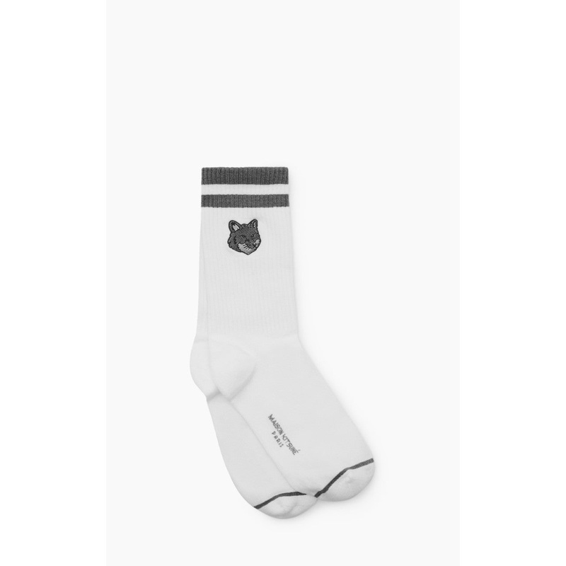 Maison Kitsun Bold Fox Head Sporty Socks Dark Grey Melange 40-45