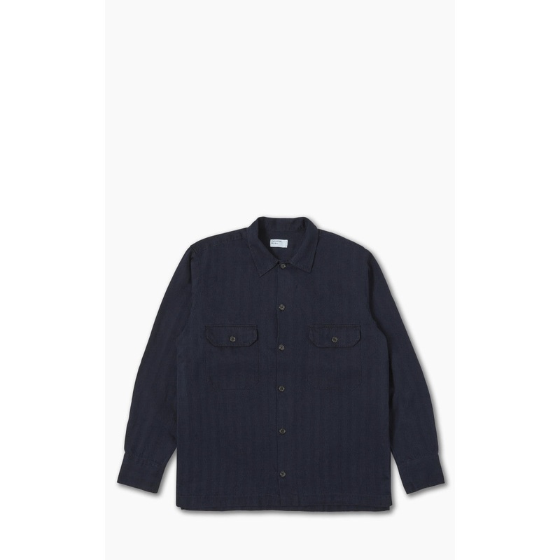 Universal Works L/S Utility Shirt Herringbone Denim Indigo S