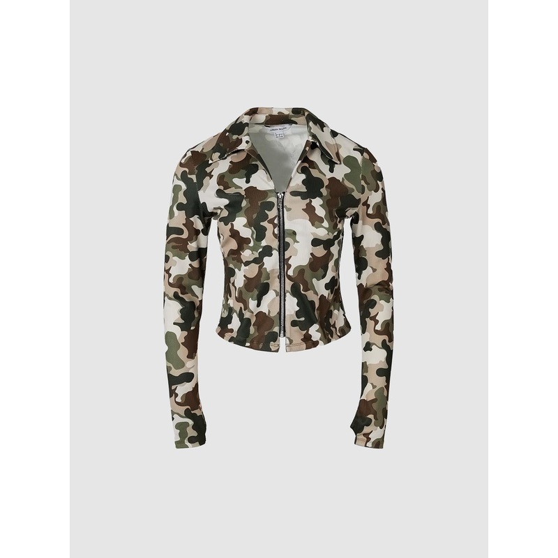 Camouflage Shirts Green Printed XS